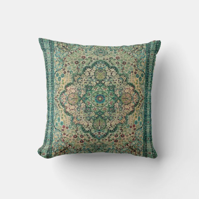 Coussin Motif du tapis persan de conception florale tribal (Recto)