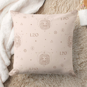 Coussin Motif du zodiaque Lion en marron et bordeaux