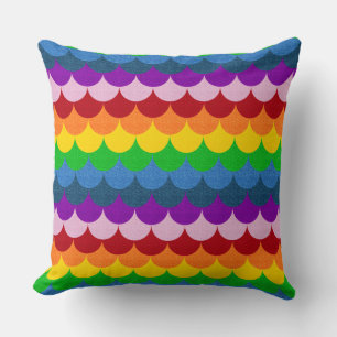 Coussin Motif Écailles de Sirène Pailletées Arc-en-Ciel