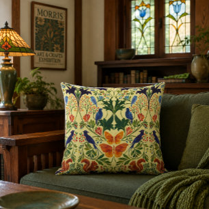 Coussin Motif Écureuils Oiseaux & Papillons