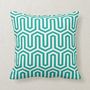 Coussin Motif égyptien de Deco - turquoise et blanc