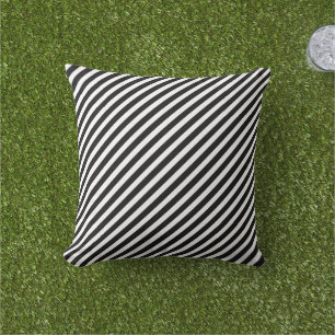 Coussin Motif élégant à rayures noires et blanches