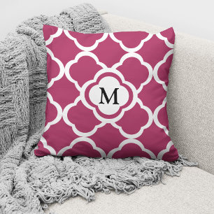 Coussin Motif élégant bordeaux monogrammé