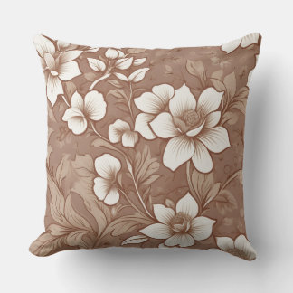 Coussin Motif élégant de rose marron