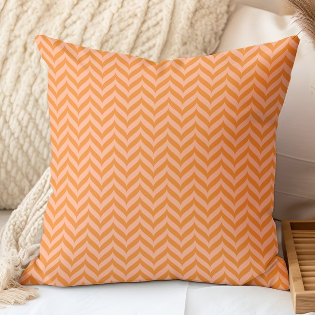 Coussin Motif élégant orange rose hareng (Créateur téléchargé)