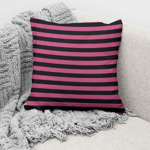 Coussin Motif élégant rayé rose et noir