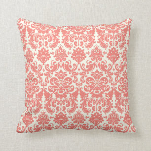 Coussin Motif élégant rose et en ivoire de corail de