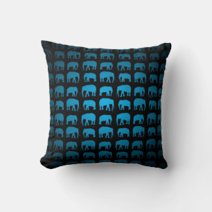 Coussin Motif Éléphant Bleu