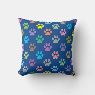 Coussin Motif empreinte de patte coloré