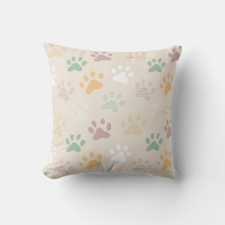Coussin Motif Empreinte de patte Pastel
