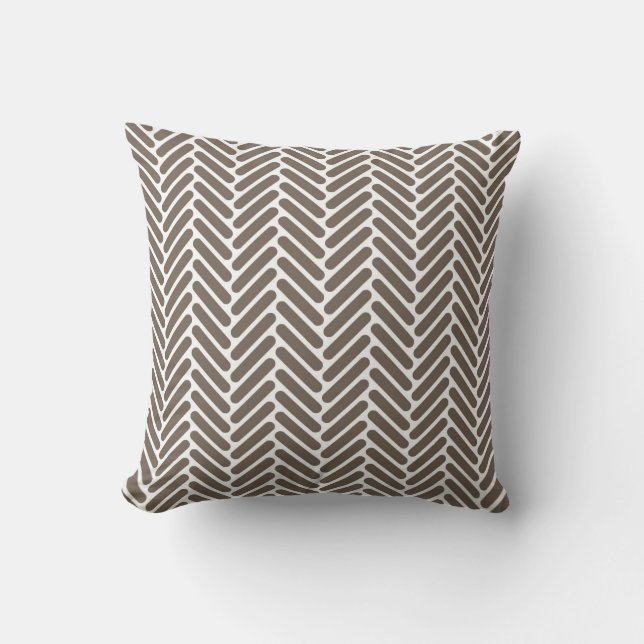Coussin Motif en arête de poisson classique dans le Taupe (Recto)