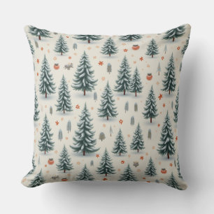 Coussin motif en bois