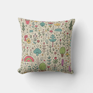 coussin motif en bois