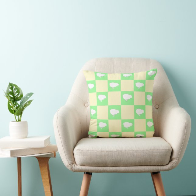 Coussin Motif en damier de Pâques avec blanc Chick Motif (Chaise)