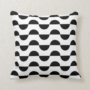 Coussin Motif en demi-cercle noir moderne