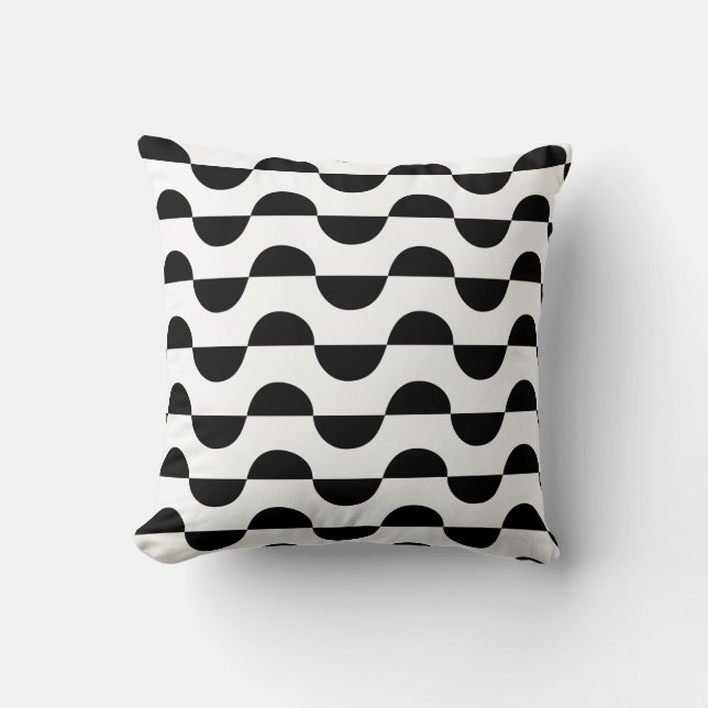 Coussin Motif en demi-cercle noir moderne (Recto)