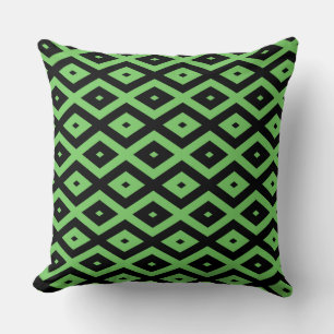 Coussin Motif en diamant vert citron et noir