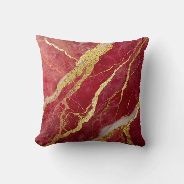 Coussin Motif en marbre rouge avec or (Recto)