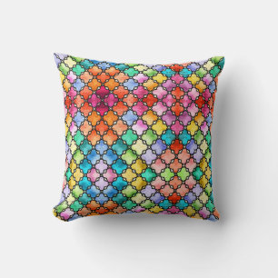 Coussin Motif en mosaïque arc-en-ciel