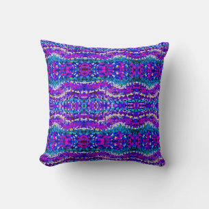 Coussin Motif en mosaïque bleu violet Turquoise
