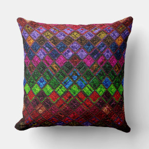Coussin Motif en mosaïque colorée look cuir