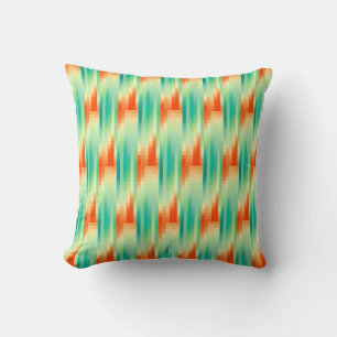 Coussin Motif en mosaïque orange et Turquoise