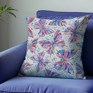 Coussin Motif en mosaïque papillon - pastels