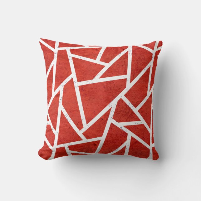 Coussin Motif en mosaïque rouge et blanche (Recto)
