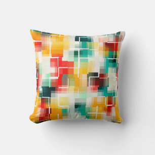 Coussin Motif en mosaïque - Rouge Vert Jaune Blanc