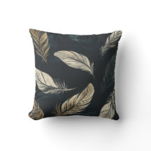 Coussin Motif en plumes d'or