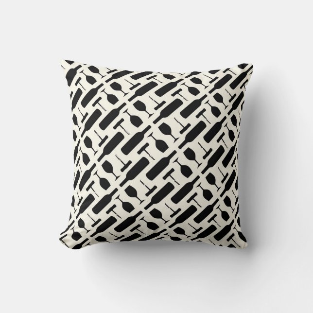 Coussin Motif en verre de tire-bouchon de bouteille de vin (Recto)