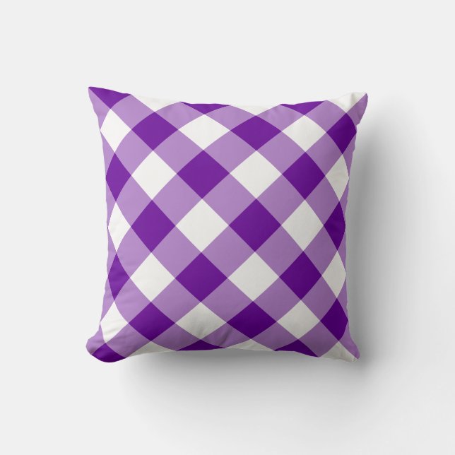 Coussin Motif En vichy violet et blanc (Recto)