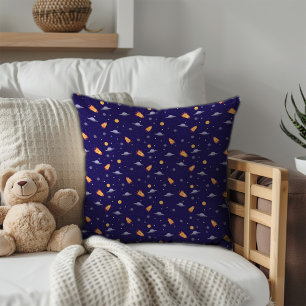 Coussin Motif espace lavande orange bleu foncé