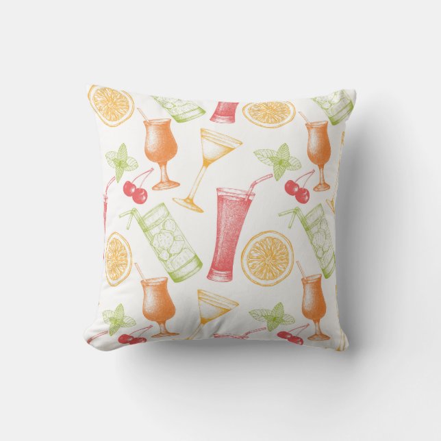Coussin Motif esquissé de cocktail (Recto)