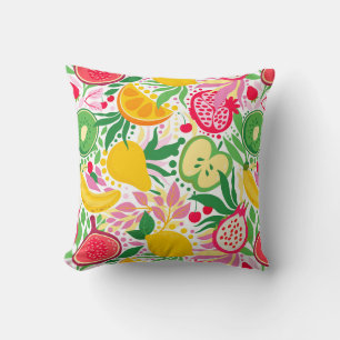 Coussin Motif estival aquarelle de fruits tropicaux