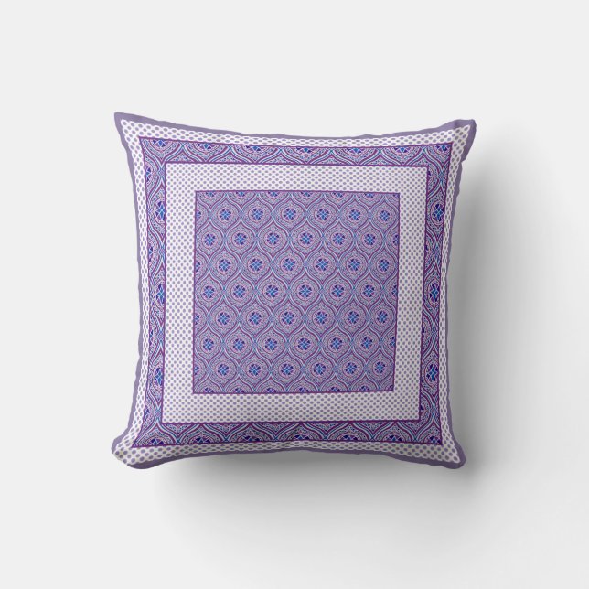 Coussin Motif et Pois d'oignon bleu et blanc (Recto)