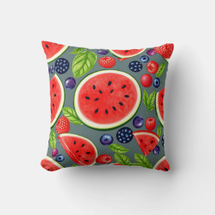 Coussin Motif Été Baie Pastèque