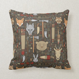 Coussin Motif ethnique de chasse