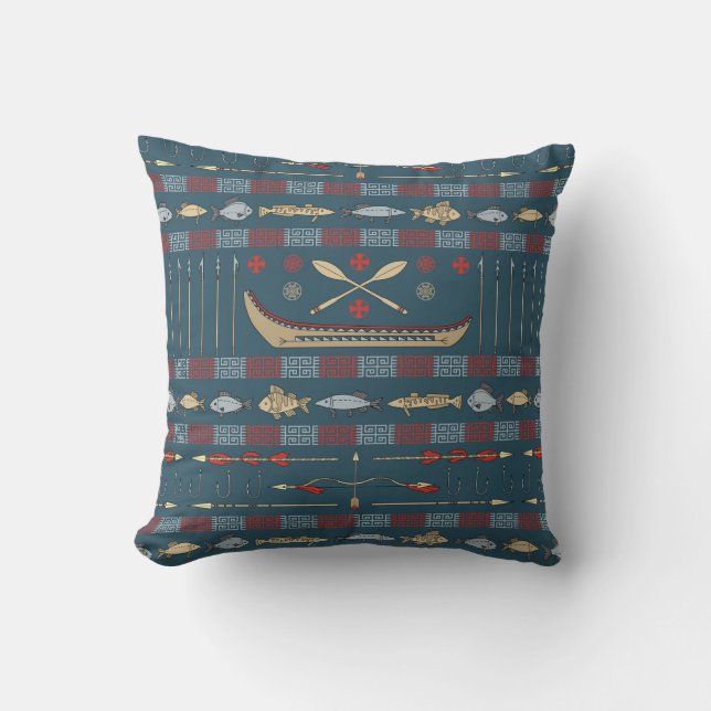 Coussin Motif ethnique de pêche (Recto)