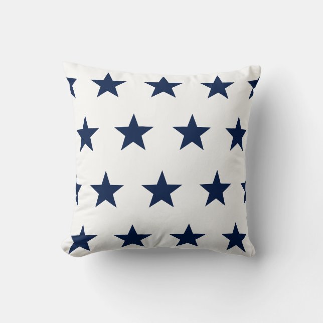 Coussin Motif étoile, bleu et blanc, nautique (Recto)