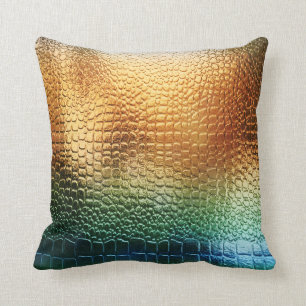 Coussin Motif exotique Serpenté Ton métallisé Arc-en-ciel