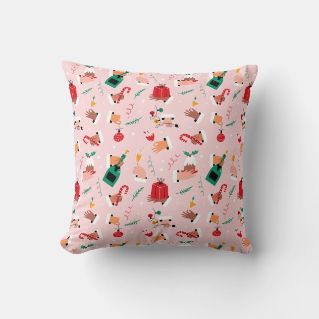 Coussin Motif Festif des Mains de Vacances (Recto)