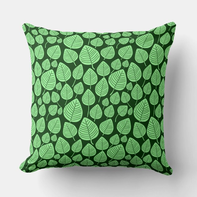 Coussin Motif feuille 02 - Mint Green sur le vert de la fo (Recto)