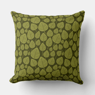 Coussin Motif feuille 02 - Olive on Dark Olive