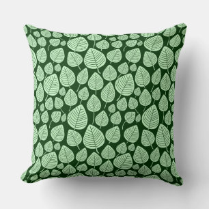 Coussin Motif feuille 02 - Vert fantôme sur vert de la for