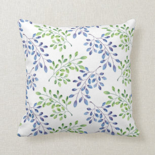 Coussin Motif Feuille bleu et vert
