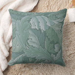 Coussin Motif feuille d'acanthe bleu sarcelle de William M