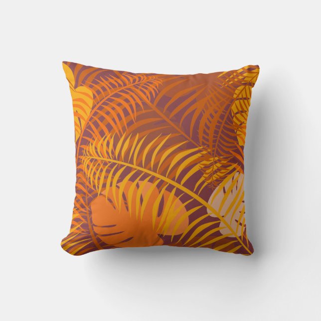 Coussin Motif feuille de palmier orange (Recto)
