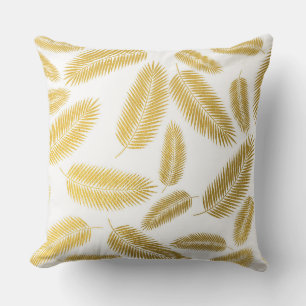 Coussin Motif Feuille Faux Gold Palm