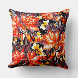 Coussin motif Feuille orange des années 1980